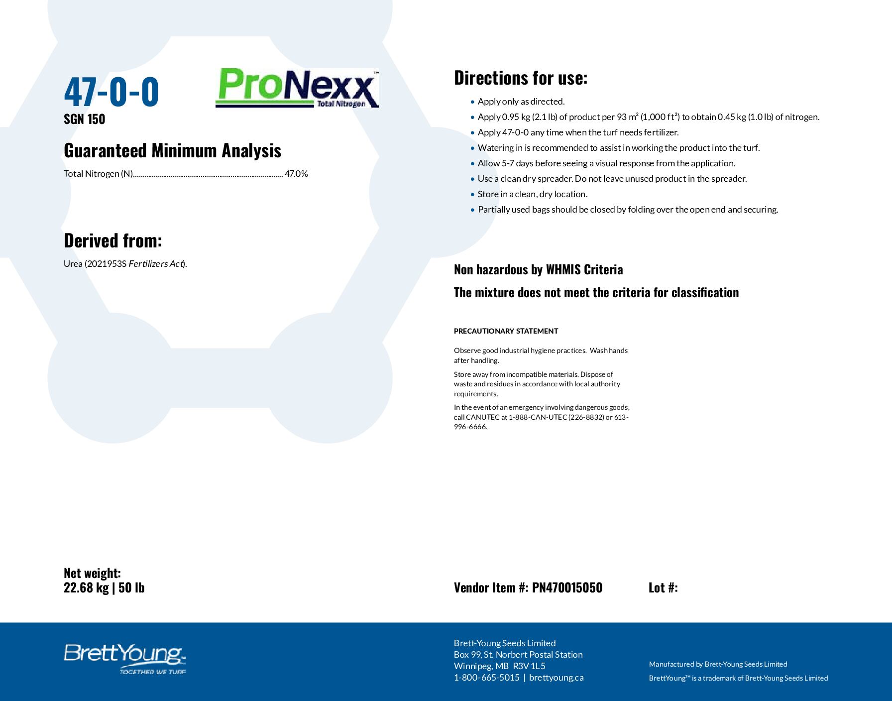 47-0-0 100% Pronexx Tech Sheet